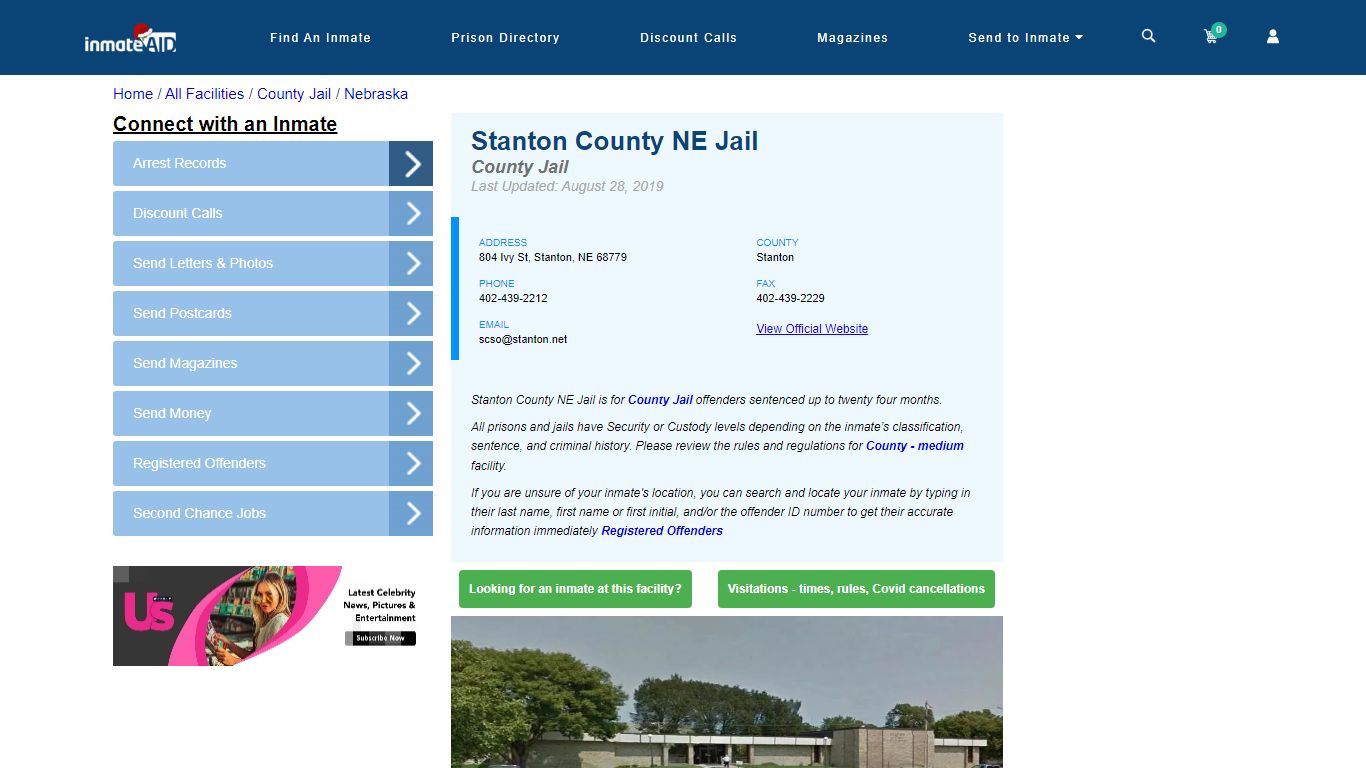 Stanton County NE Jail - Inmate Locator - Stanton, NE